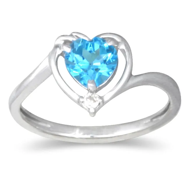 1 Carat Heart-Shaped Topaz And Diamond Ring In 10K White Gold