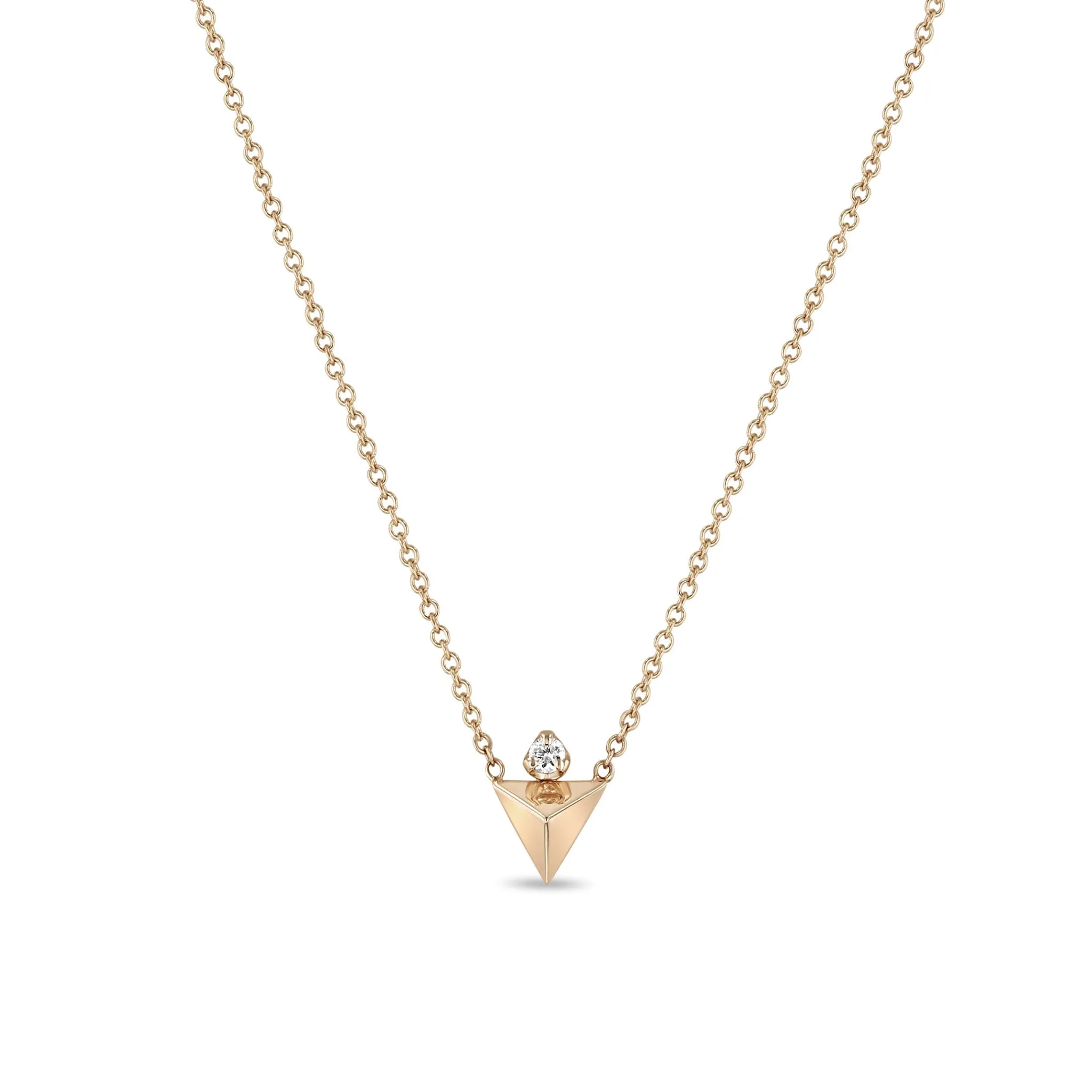 14k Diamond & Triangle Pyramid Necklace