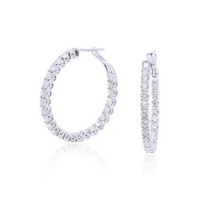 14K WHITE GOLD 40MM INSIDE-OUTSIDE DIAMOND HOOP EARRINGS 9.26CTW