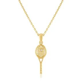 14Kt Gold and diamond Petite Tennis Racquet Pendant-One of a kind