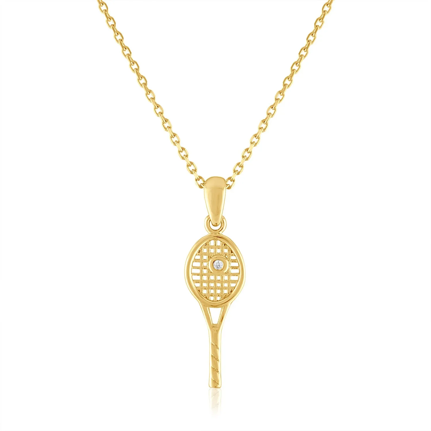 14Kt Gold and diamond Petite Tennis Racquet Pendant-One of a kind