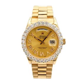 1981 Rolex Day-Date 36MM 18038 Presidential Diamond Dial Bezel 18K Yellow Gold Watch