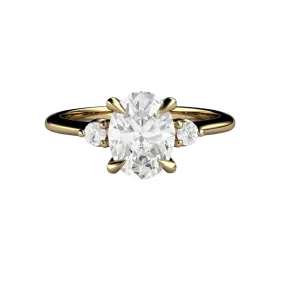 1ct Oval Lab Created Diamond Engagement Ring Three Stone Style