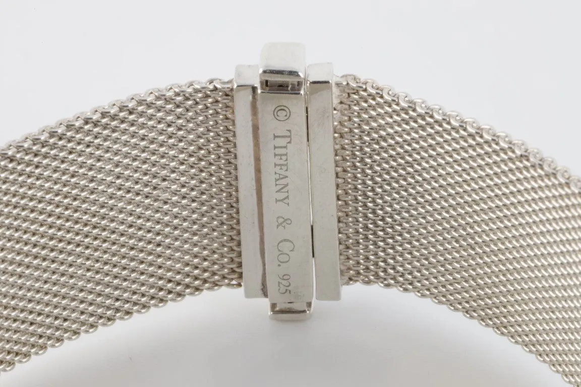 6.5” Tiffany & Co. Somerset 925 Silver Diamond 0.32ctw Mesh Bracelet (29.6g)