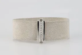 6.5” Tiffany & Co. Somerset 925 Silver Diamond 0.32ctw Mesh Bracelet (29.6g)