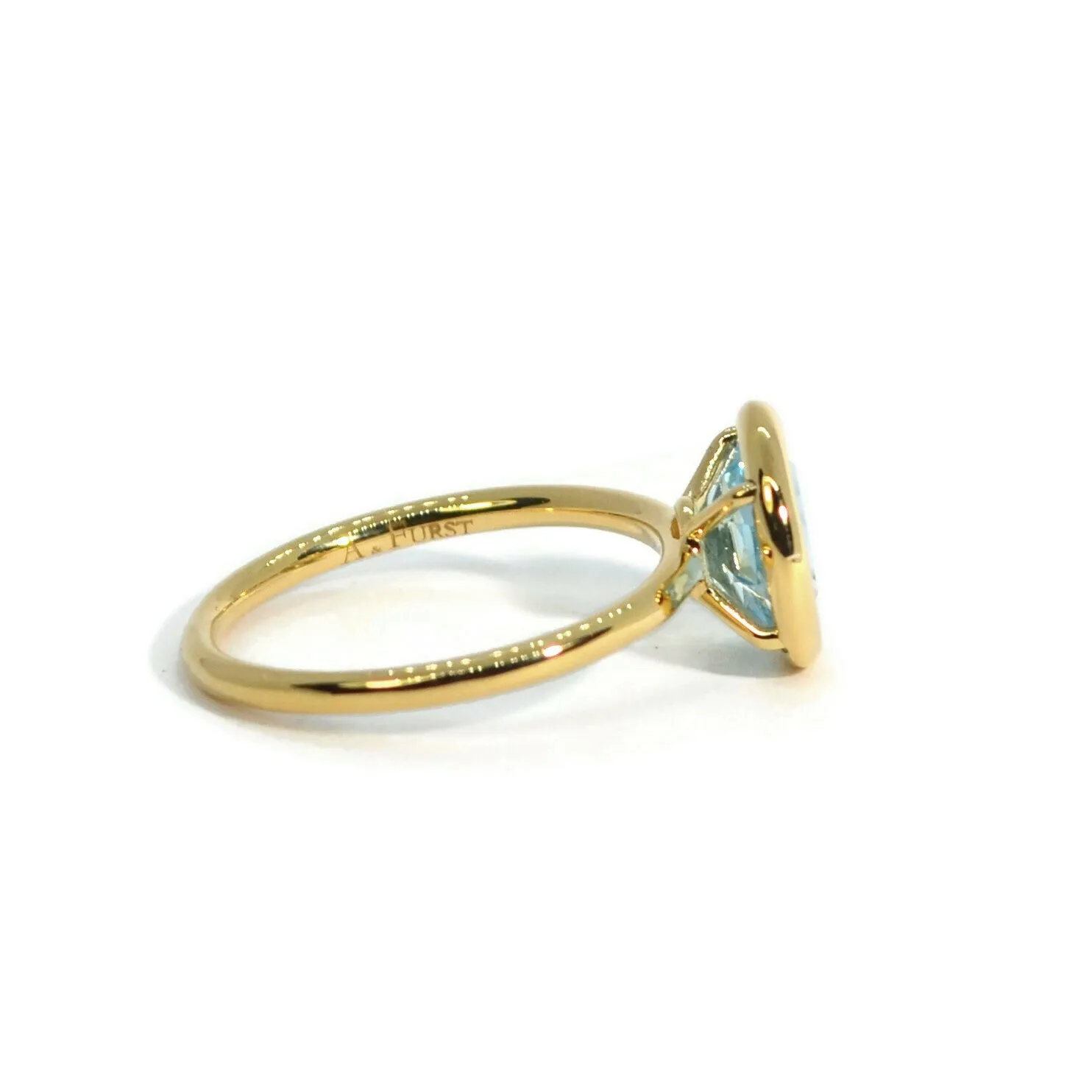 A & Furst - Gaia - Small Stackable Ring with Round Blue Topaz, 18k Yellow Gold