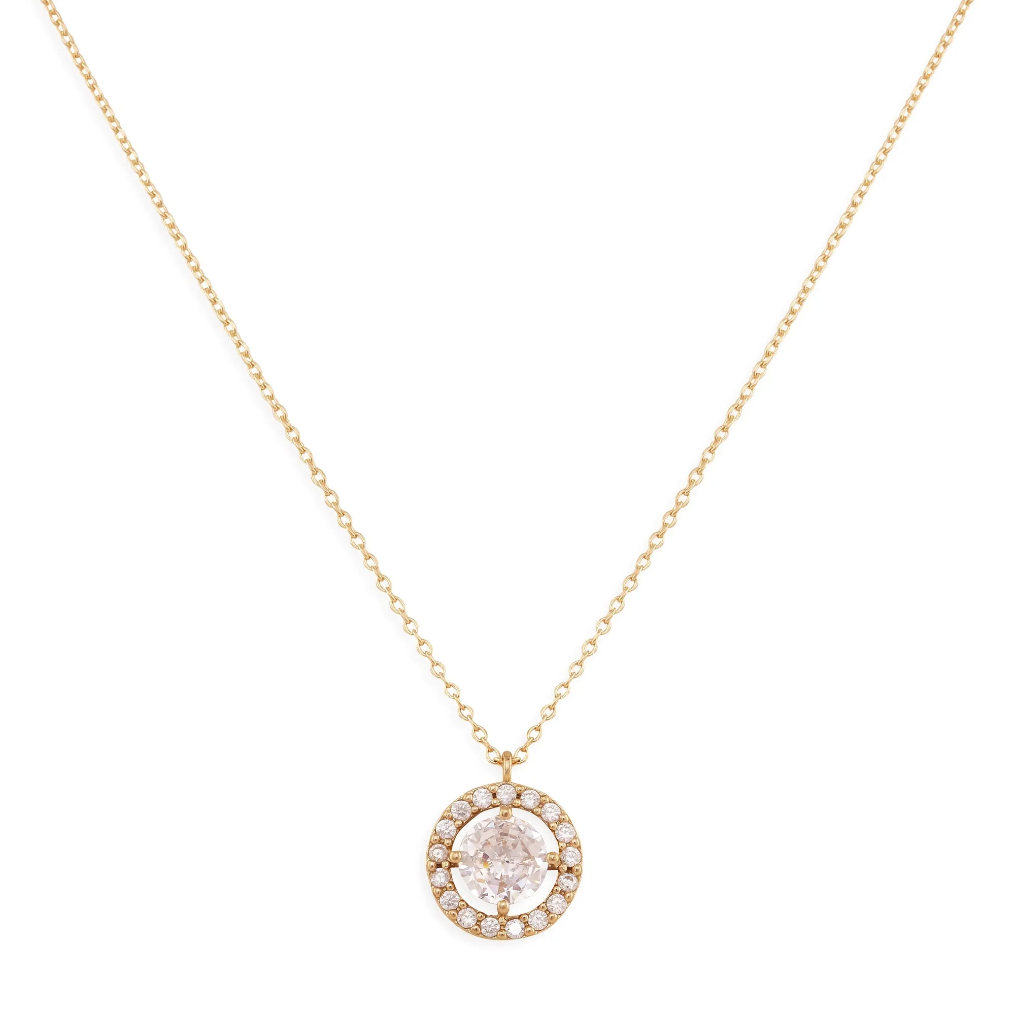 Accessorize London Women's Bordered Gold Crystal Pendant Necklace