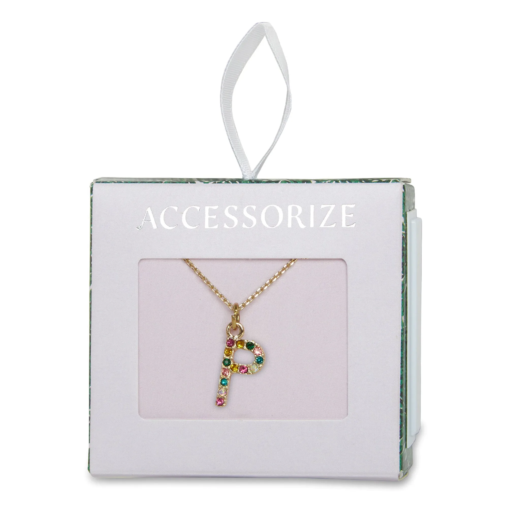 Accessorize London Women's Crystal (P) Initial Necklace Multi