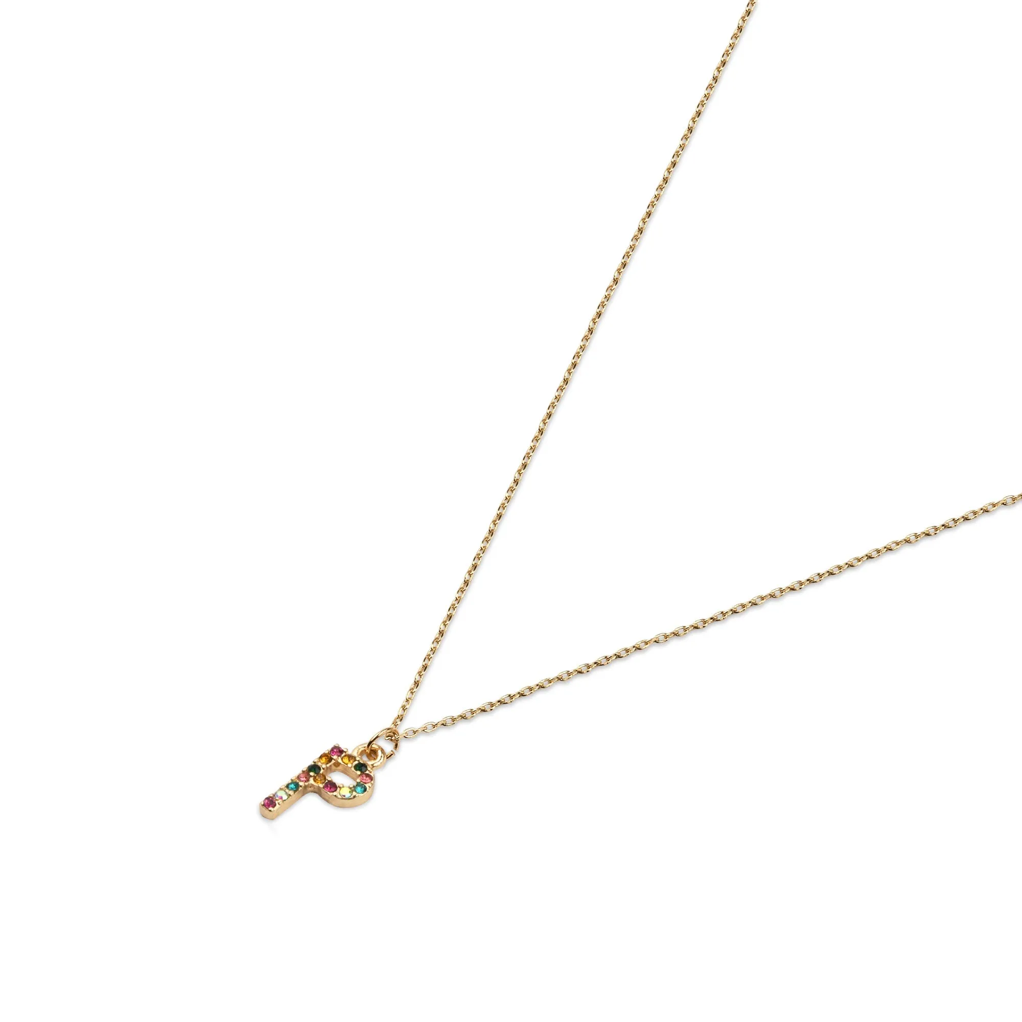 Accessorize London Women's Crystal (P) Initial Necklace Multi