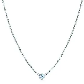 AFJ Diamond Collection - Station Necklace with 1 Diamond, 18" Length, 18k White Gold