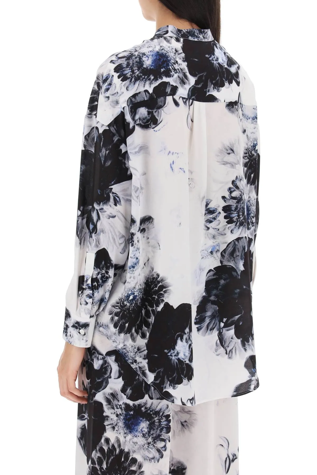 ALEXANDER MCQUEEN orchid maxi shirt in silk crepe