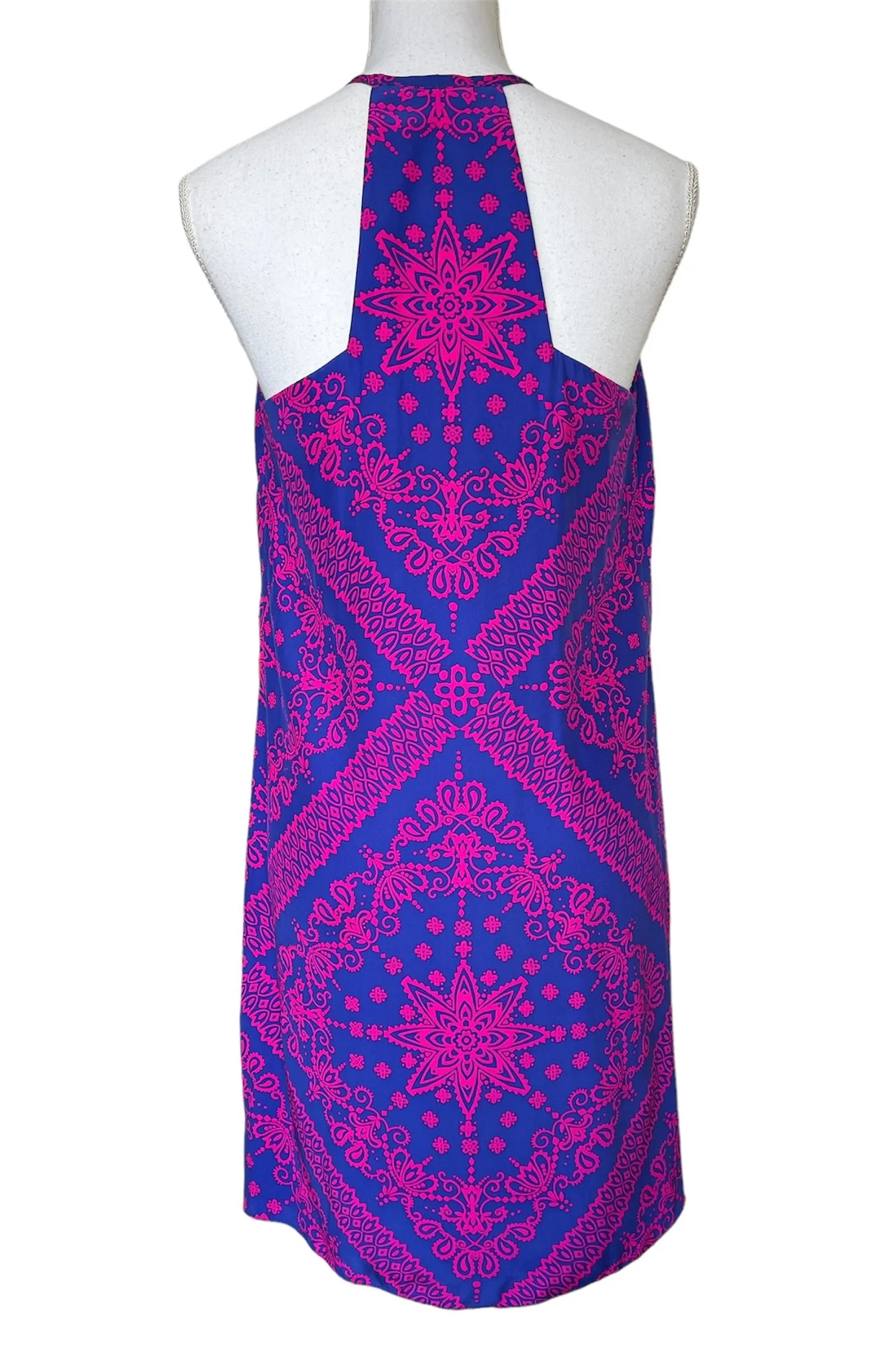 Alice & Trixie Silk Pink and Blue Halter Dress, M