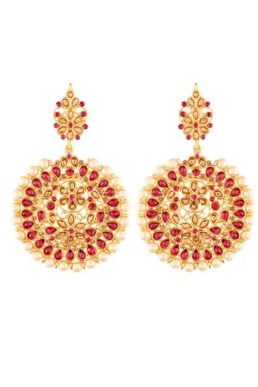 Alloy Chandbali Earrings in Pink