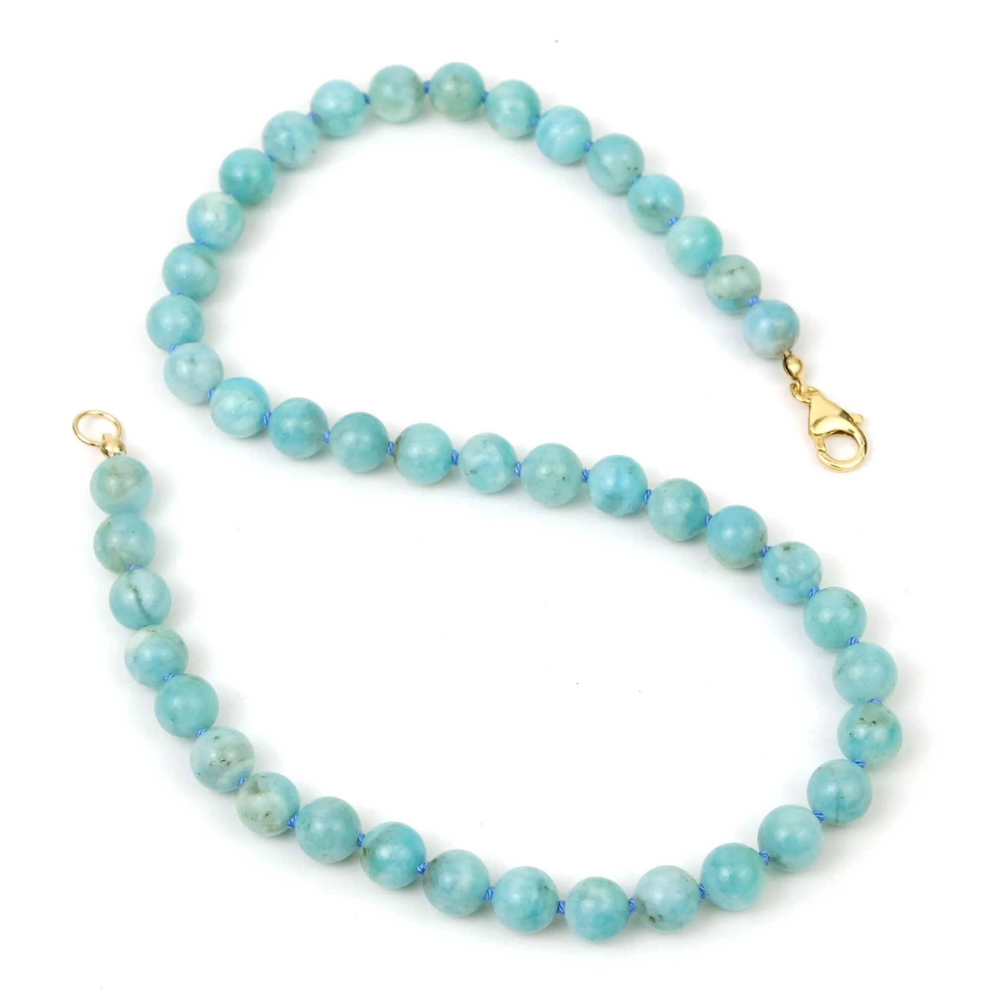 Amazonite Knotted Necklace with Gold Filled Lobster Claw Clasp