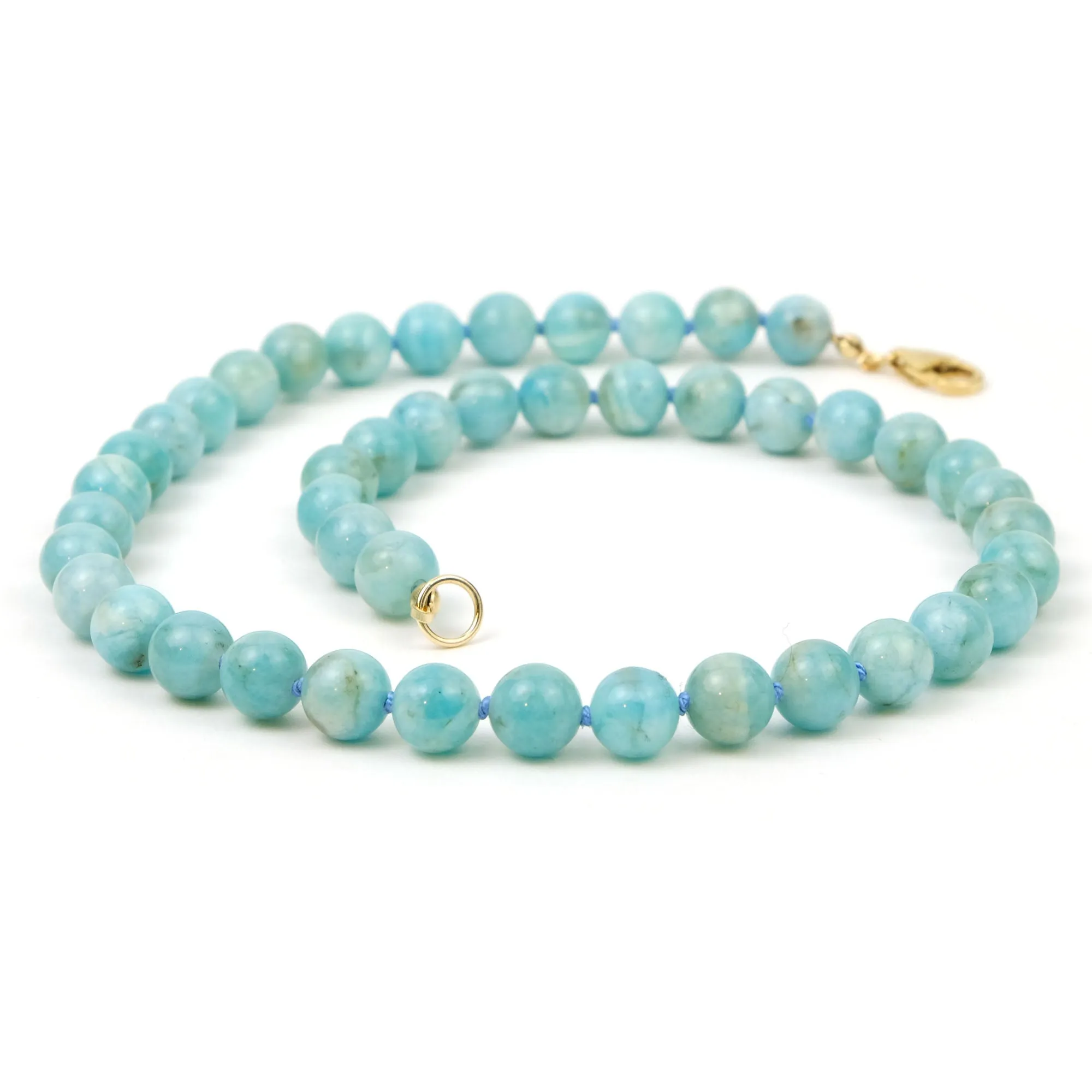 Amazonite Knotted Necklace with Gold Filled Lobster Claw Clasp