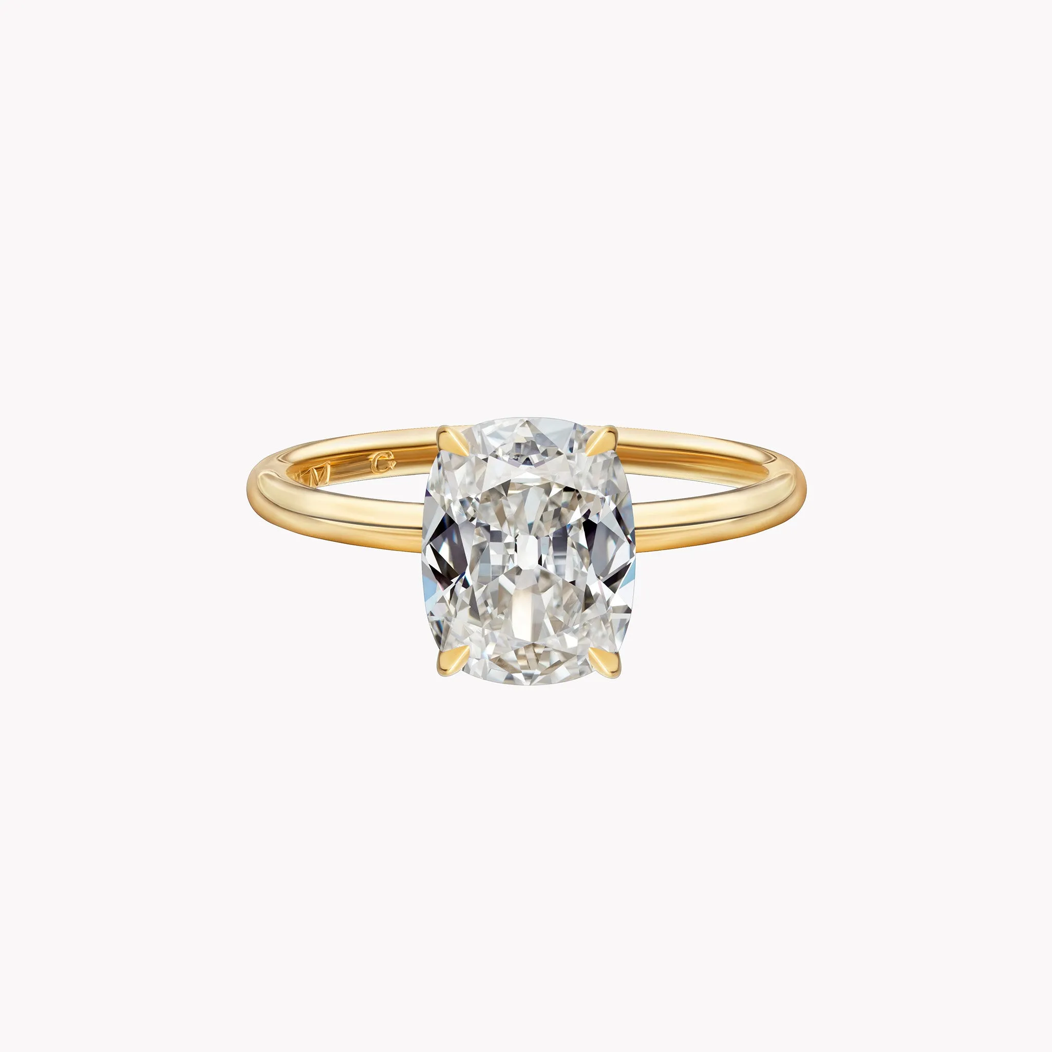 Antique Cut Cushion Solitaire Engagement Ring