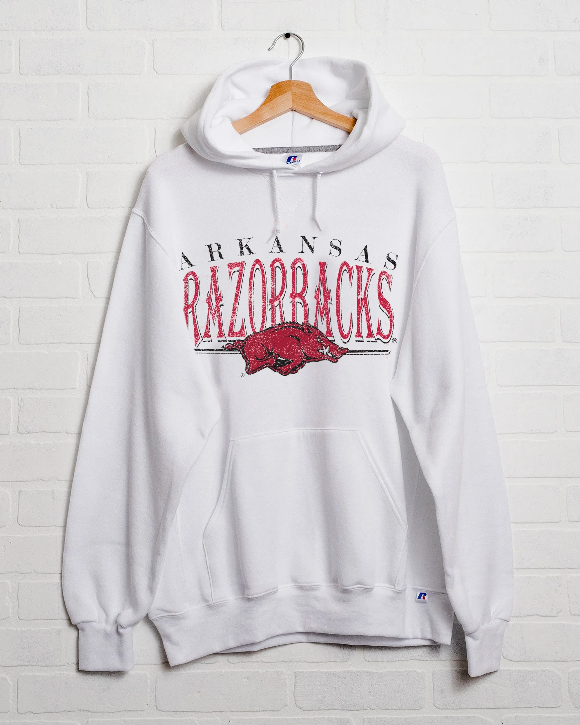 Arkansas Razorbacks 80s White Russell Hoodie