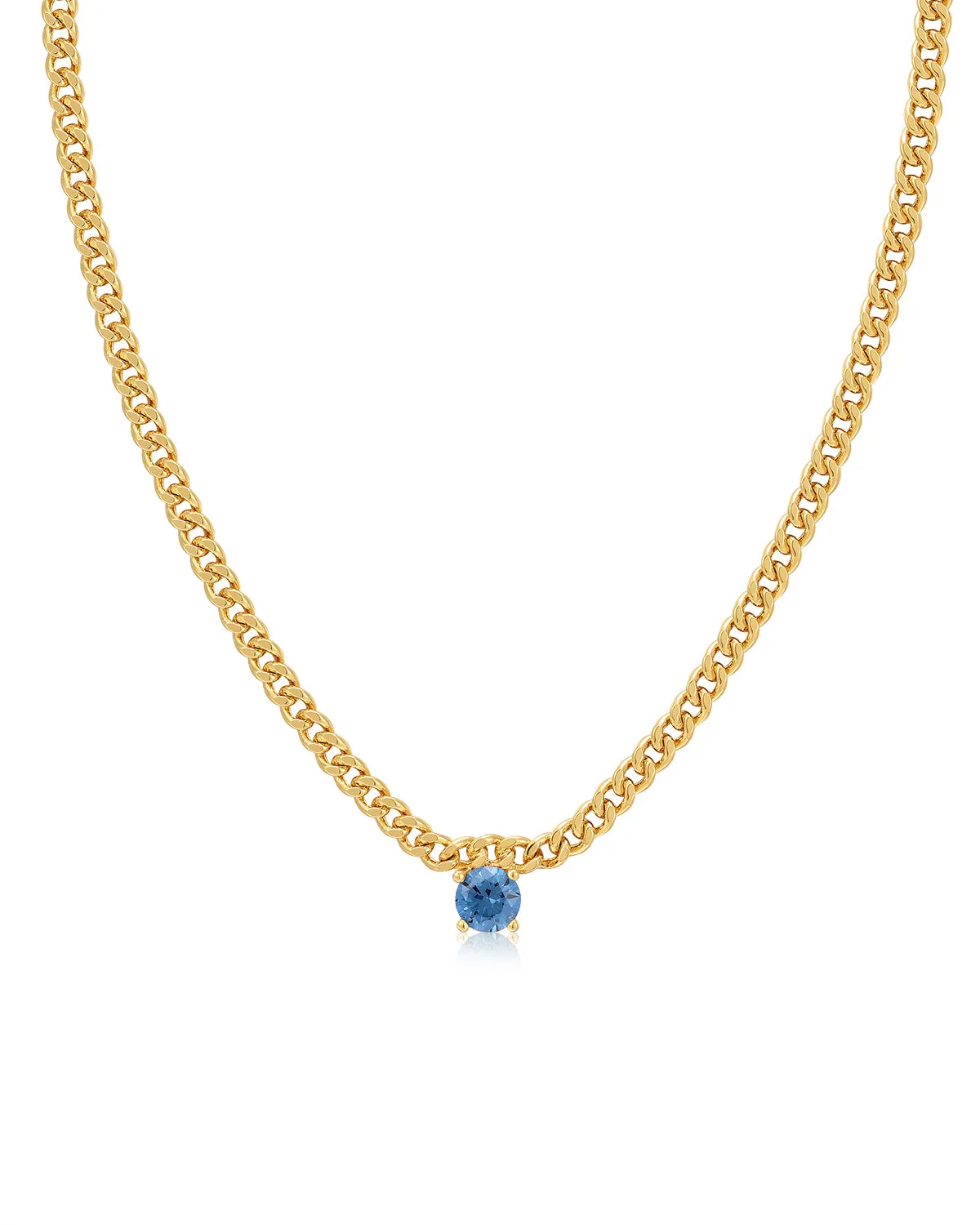 Bardot Stud Necklace- Blue Sapphire- Gold