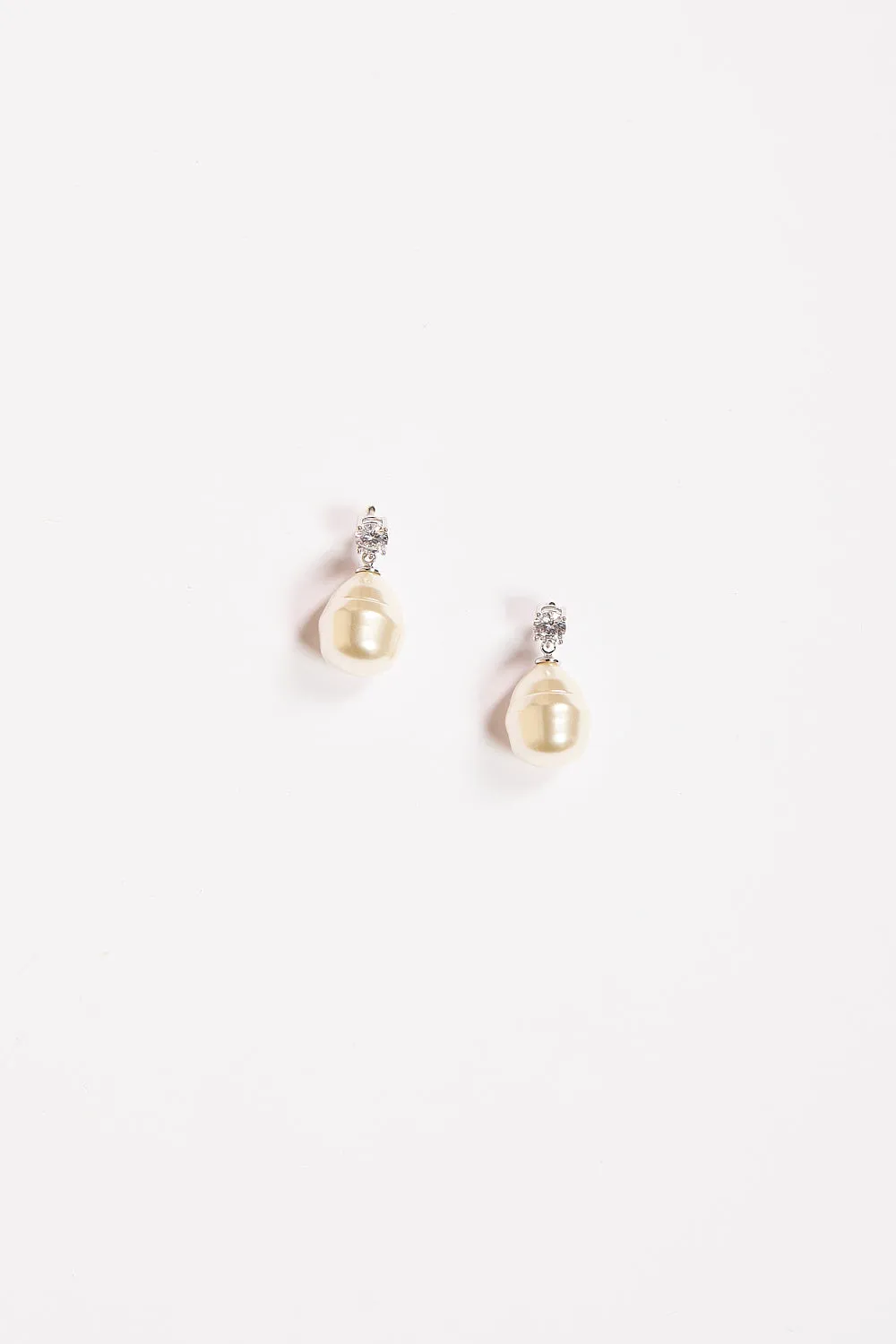 Baroque Crystal Drop Earrings in Pearl