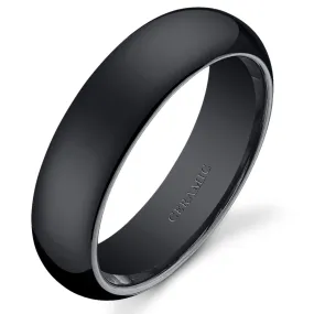 Black Ceramic unisex Band 6mm Size 12