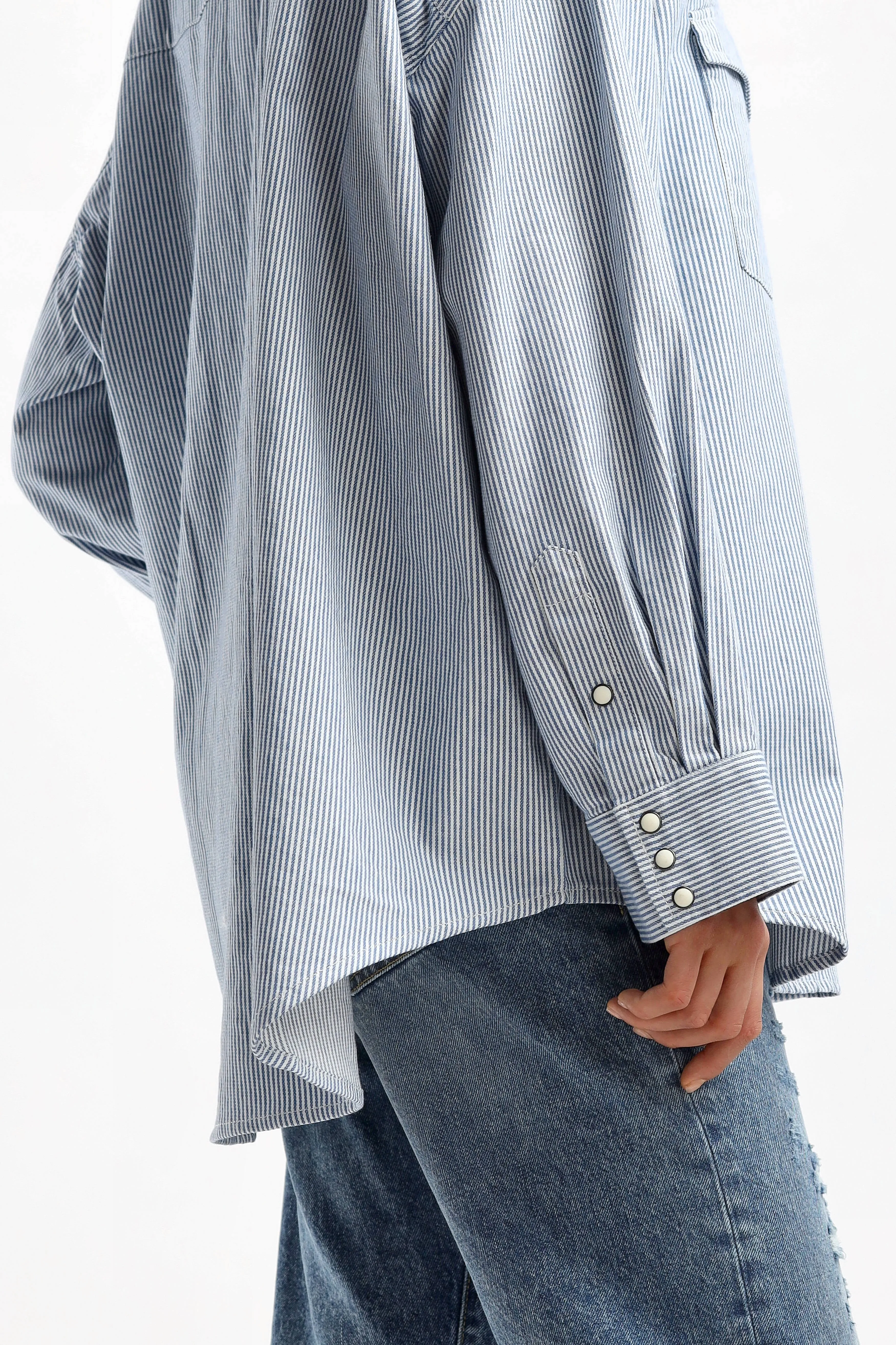 Bluse Cowboy in Ecru Railroad Stripe