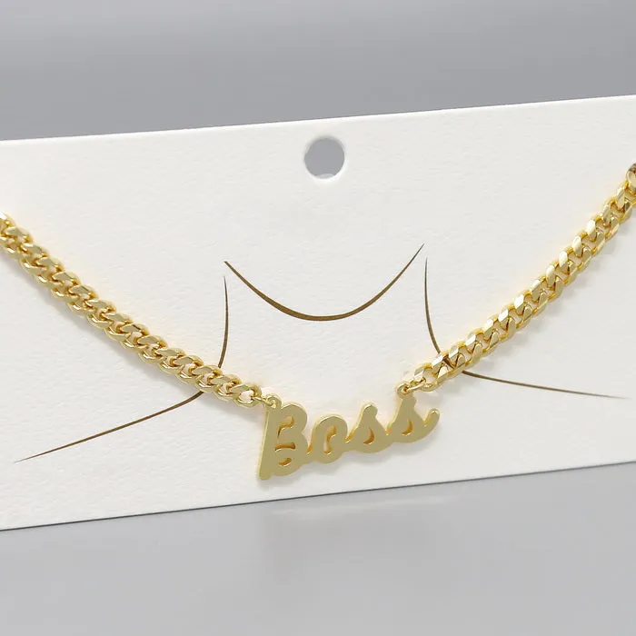 BOSS Gold Dipped Curb Chain Necklace