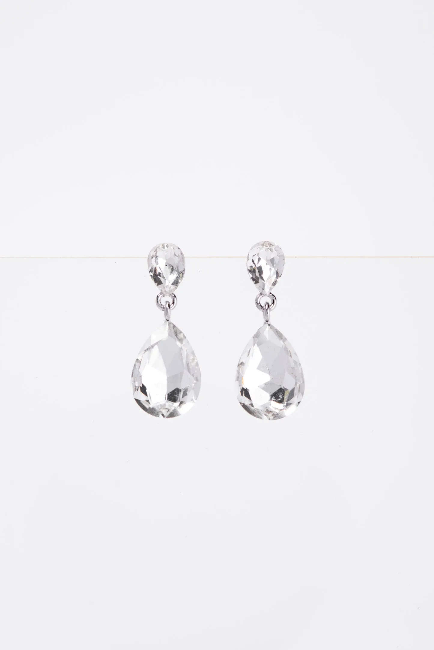 Brittany 2 Tier Drop Crystal Post Earrings