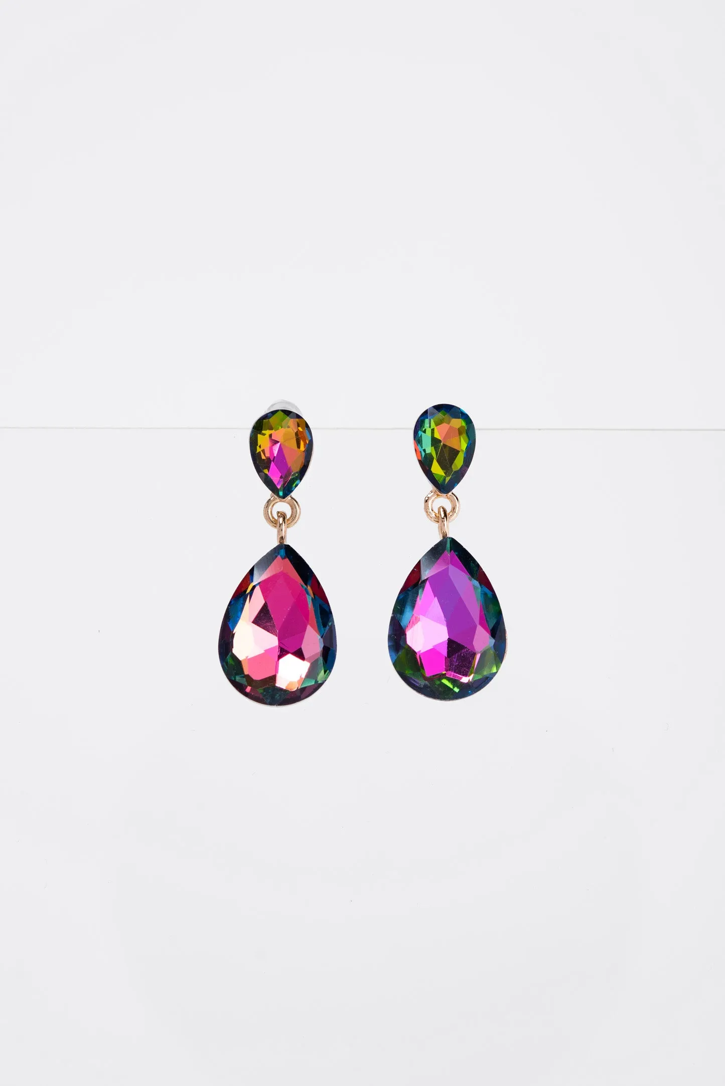 Brittany 2 Tier Drop Crystal Post Earrings