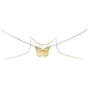 Butterfly Pendant Gold Dipped Short Chain Necklace