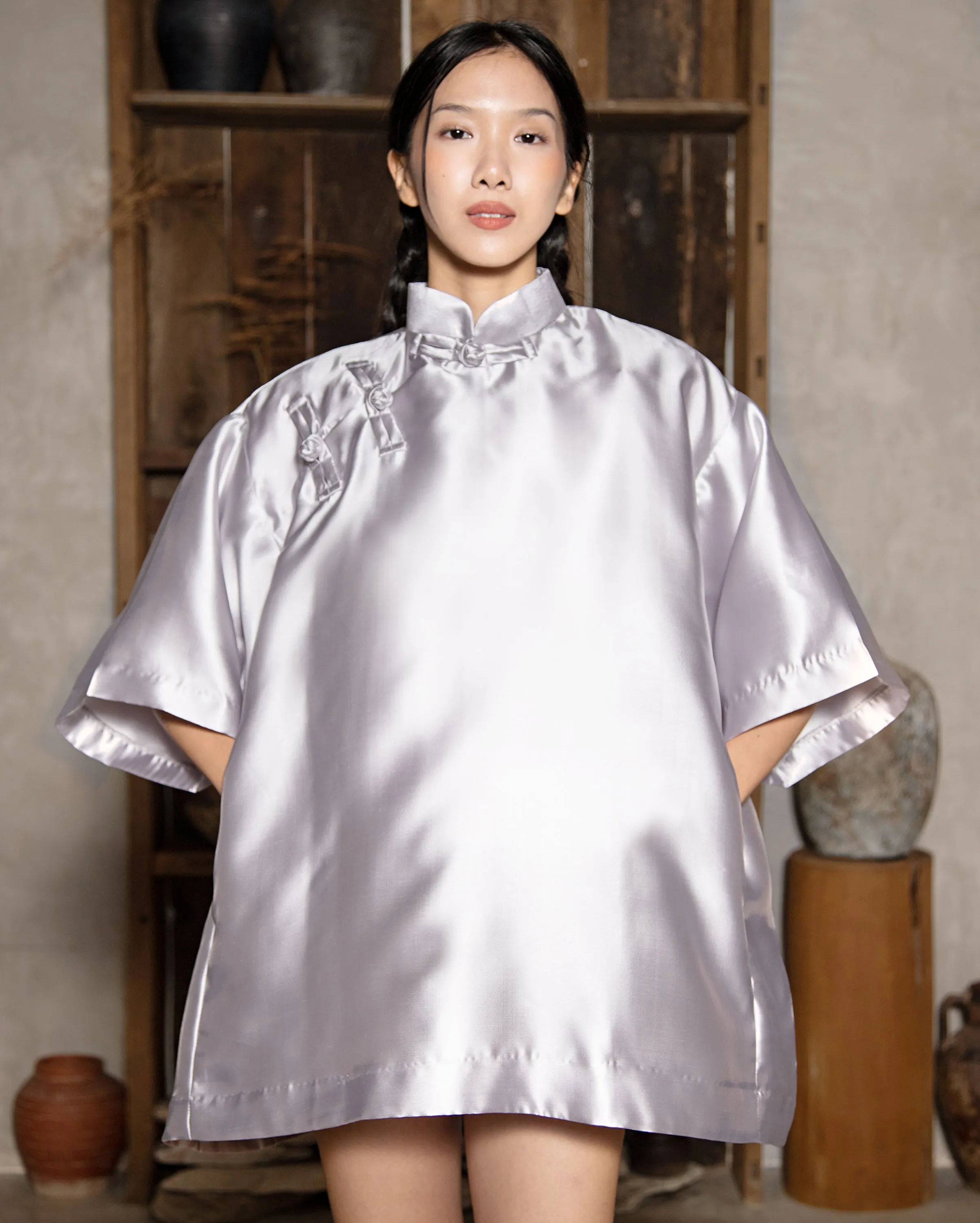 Cheongsam Oversaiz (Silver)