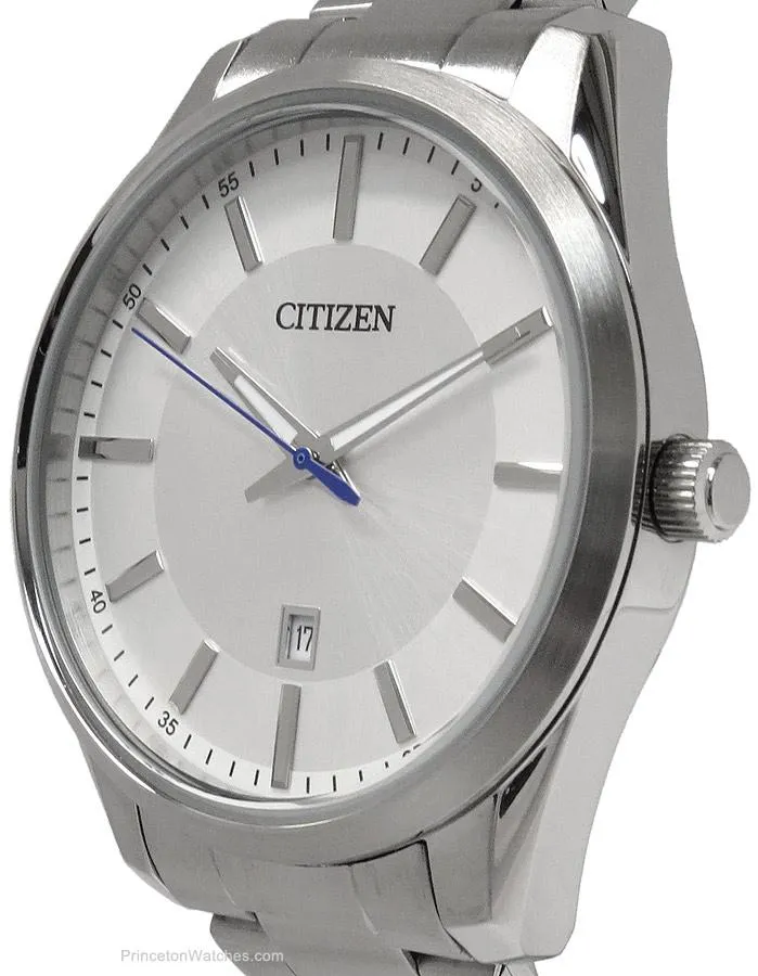 Citizen Quartz Mens Watch - Silver-Tone Dial - Steel Case & Bracelet - Day/Date