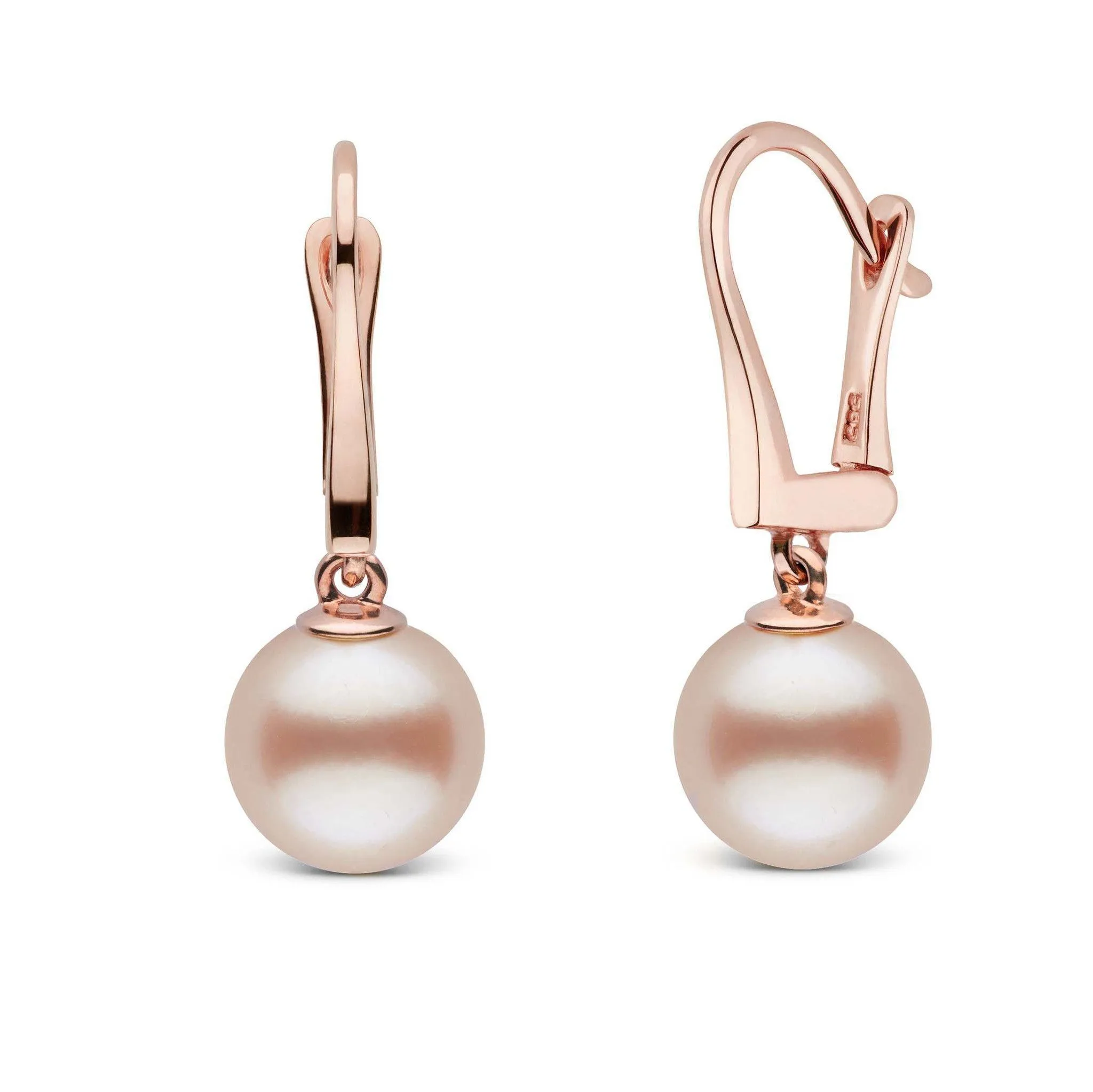 Classic Collection Pink to Peach Freshadama Freshwater 9.0-10.0 mm Pearl Dangle Earrings