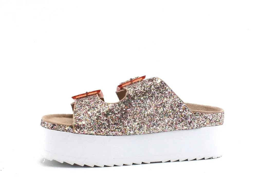 COLORS OF CALIFORNIA Ciabatta Platform Glitter Pink HC.BES031