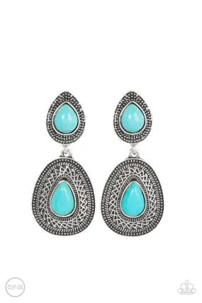 Country Soul Turquoise Blue Stone Clip-On Earrings - Paparazzi Accessories