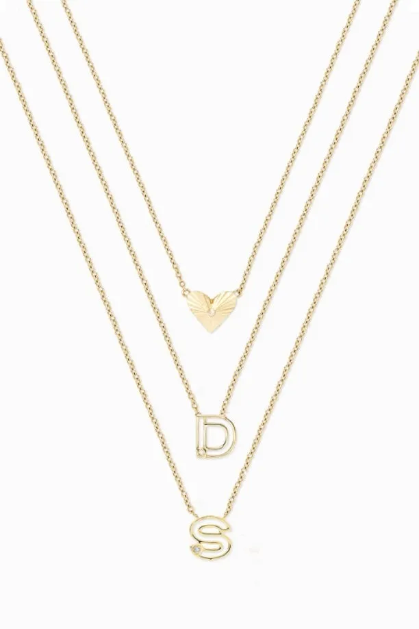 Covet Single Initial 14kt   Diamond Necklace