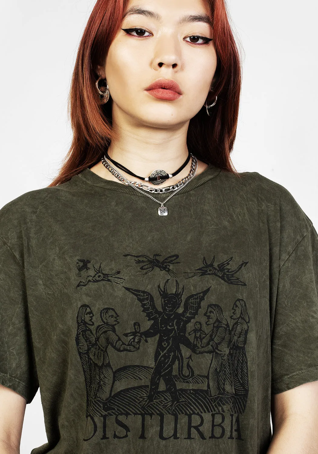 Devil Green Acid Wash T-shirt