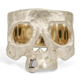 Diamond Snaggletooth Skull Ring in White - Size 7 - 11540