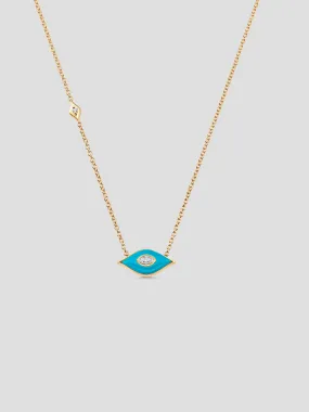 Donna Yellow Gold Turquoise and Rosecut Diamond Necklace