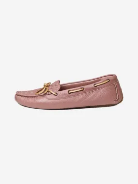 Dusty pink Intrecciato leather boat shoes - size EU 37