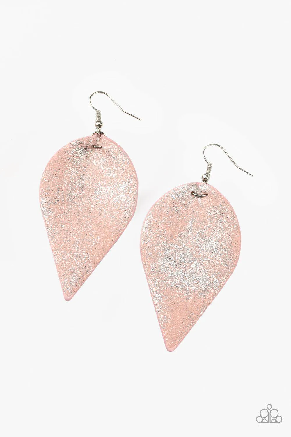 Enchanted Shimmer Pink Leaf Earrings - Paparazzi Accessories