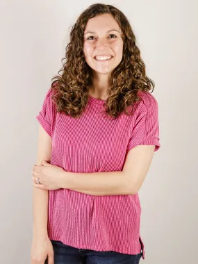 Fuchsia Ribbed Short Sleeve