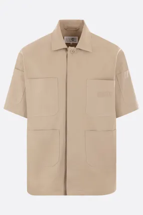 gabardine bowling shirt with numeric logo embroidery