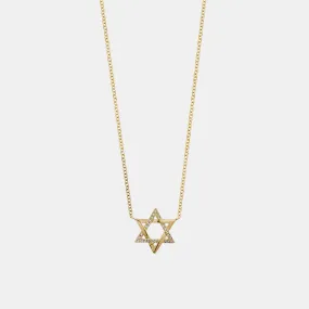 Half Diamond Star Of David Necklace