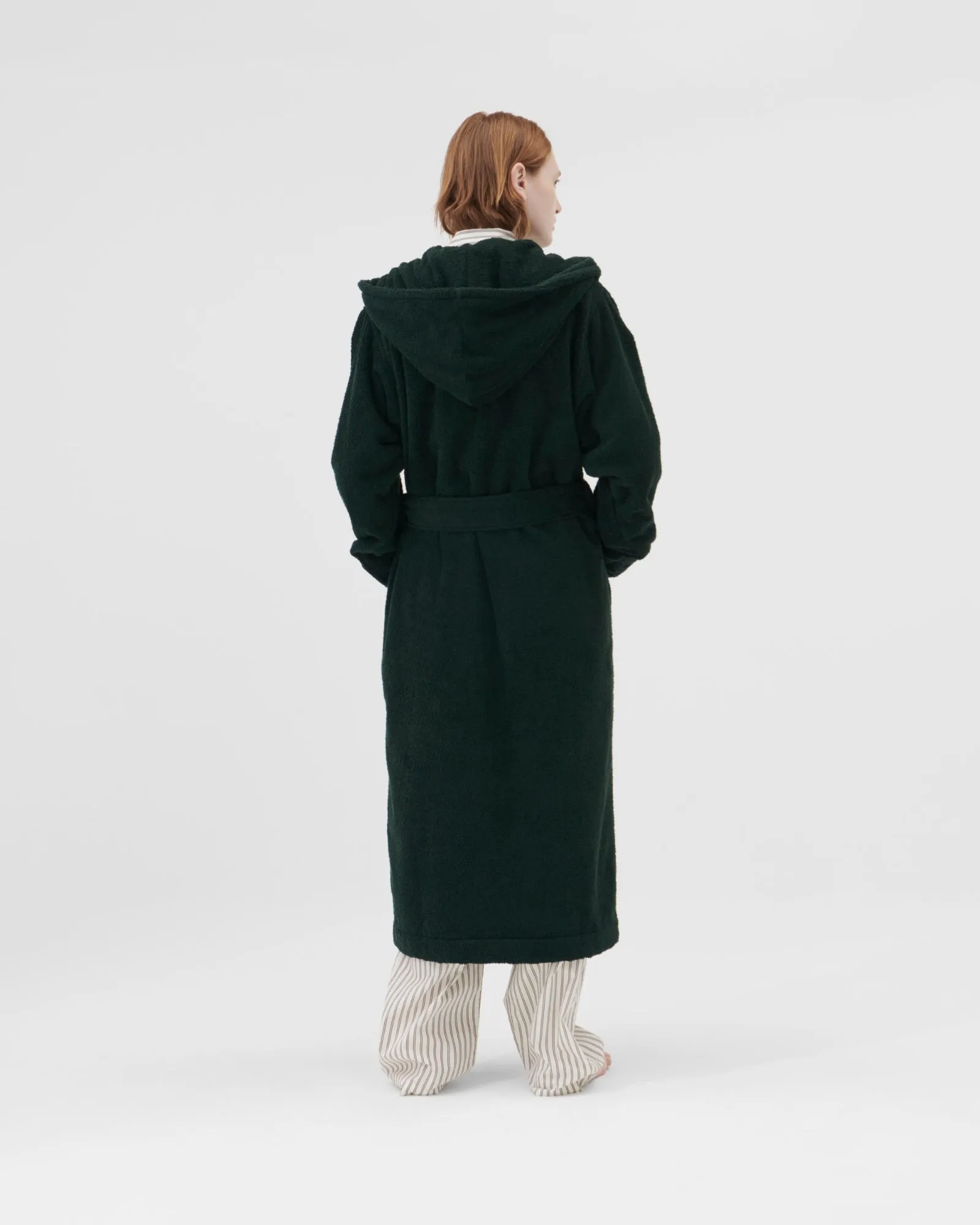 Hooded Bathrobe in Forest Green