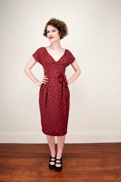 Lalleh Burgundy Dots Dress