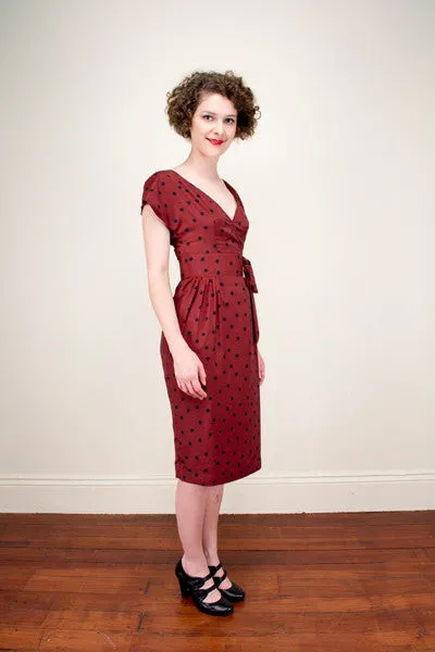 Lalleh Burgundy Dots Dress