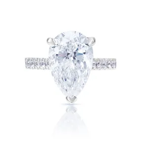 Laniece 6 Carat Pear Shape Lab Grown Diamond Engagement Ring. IGI Certified