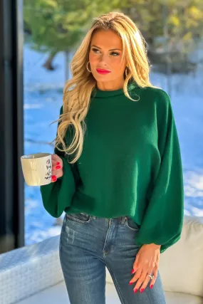 Lifetime Of Style Funnel Neck Dolman Sweater : Hunter Green