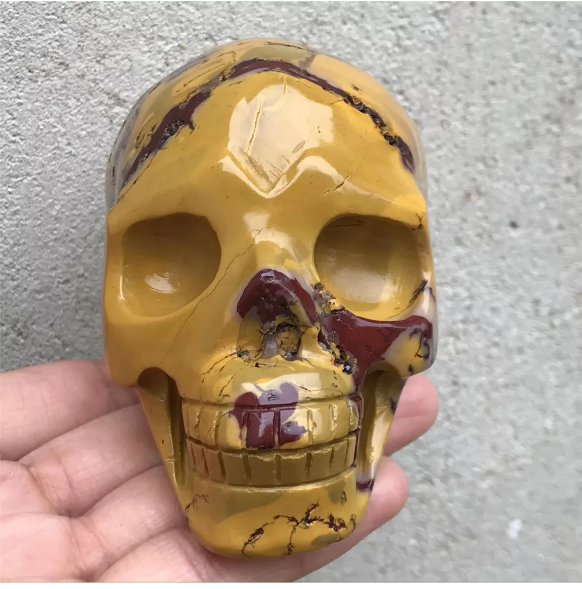 Natural Mookaite Jasper gemstone Carved Skull Crystal