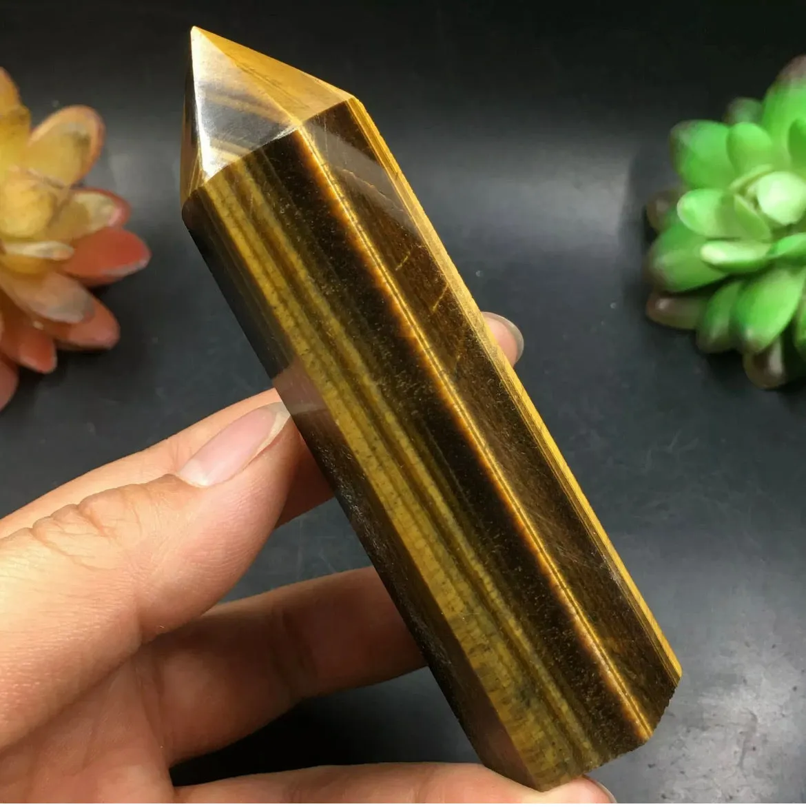 Natural Tiger Eye stone Wand Point